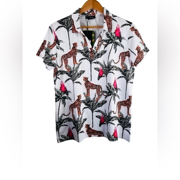 Sporty Buff Women’s Golf Shirt Leopard Print Moisture Wicking Size XXL - Picture 1 of 6